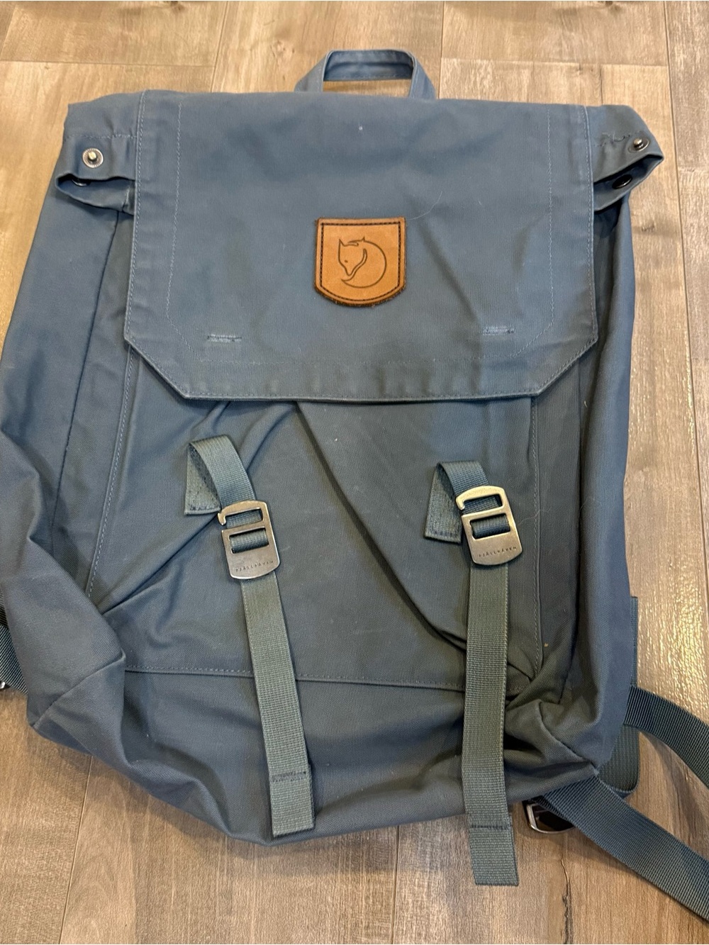 Fjallraven Foldsack No 1 Backpack Blue Gray Canvas Rucksack Hiking Outdoor